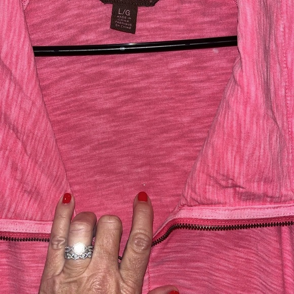 Tommy Bahama tunic styled cowl neck zip up sweatshirt hot pink size large - Picture 6 of 15